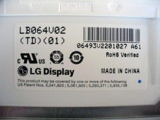 LB064V02-TD01 6,4 ίντσες 640×480 250 cd/m2 Γωνία προβολής 65/65/50/60 TFT-LCD, LCM